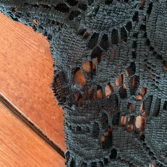 Vintage Cedars Floral Black Lace Medium Women's Tunic Top Blouse 100% Polyester - Picture 10 of 12